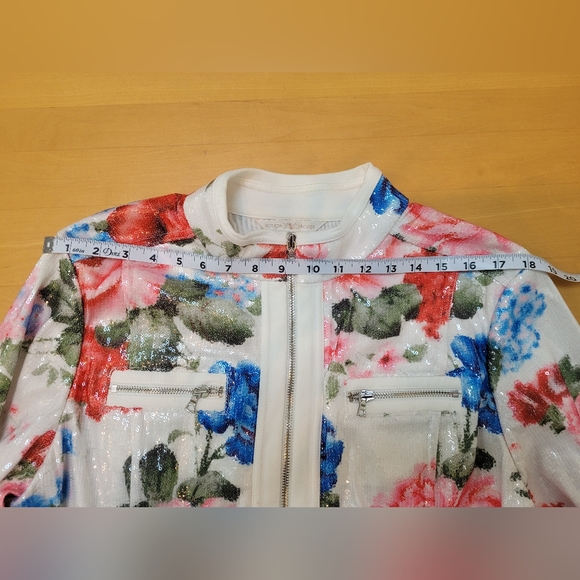 Boston Proper Brand Women's Sequin Floral Zip Up Jacket Size XL - Picture 8 of 8